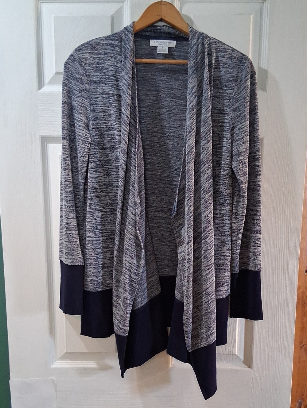 LIZ CLAIBORNE Navy Heathered Open-Front Women's Cardigan
